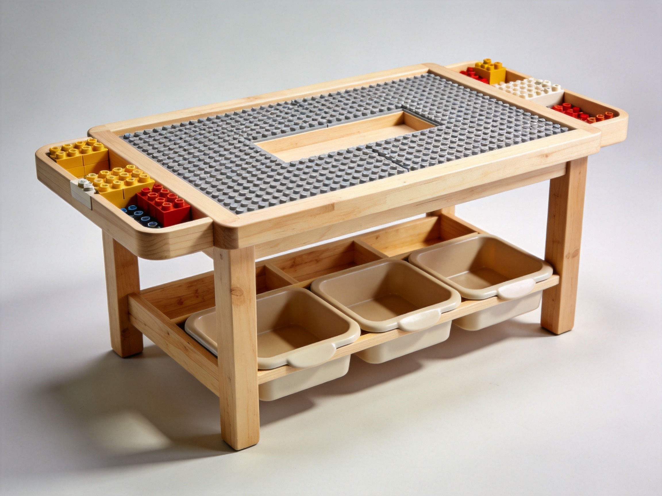 Wooden Building Blocks Kids Table